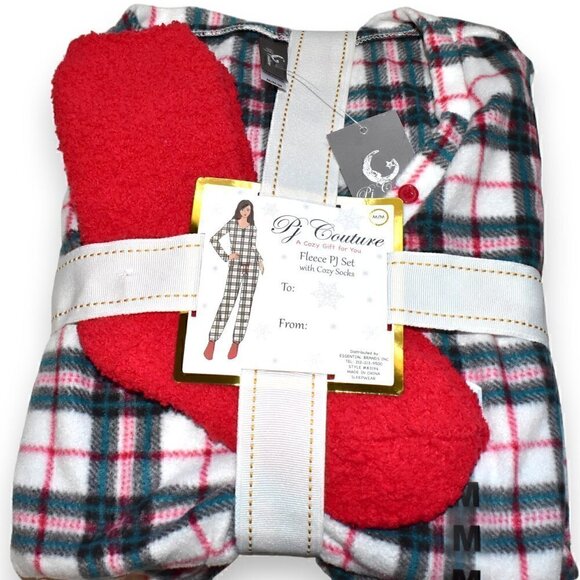PJ Couture 2 Piece Multi Color Winter Pajamas Plaid Size M